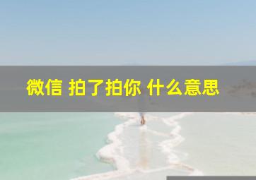 微信 拍了拍你 什么意思